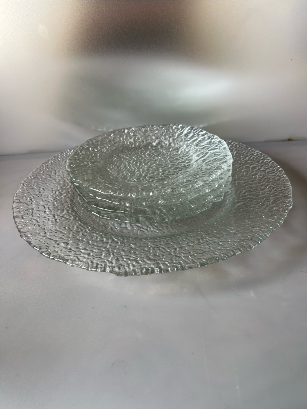 Textured Clear Glass Plates set of 5